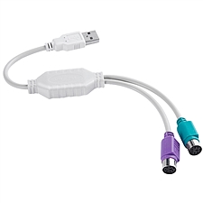 创乘 USB转PS2分线器 (白) 一分二 0.3m  CC181